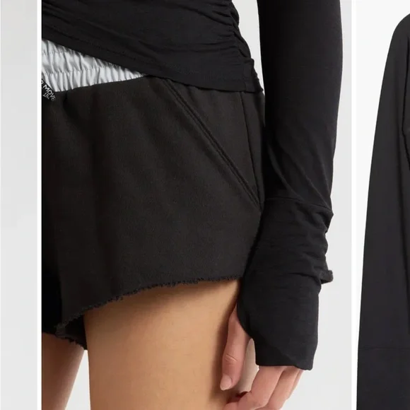 FP Movement by Free People Black Ruched Long Sleeve Top Large - Picture 6 of 9